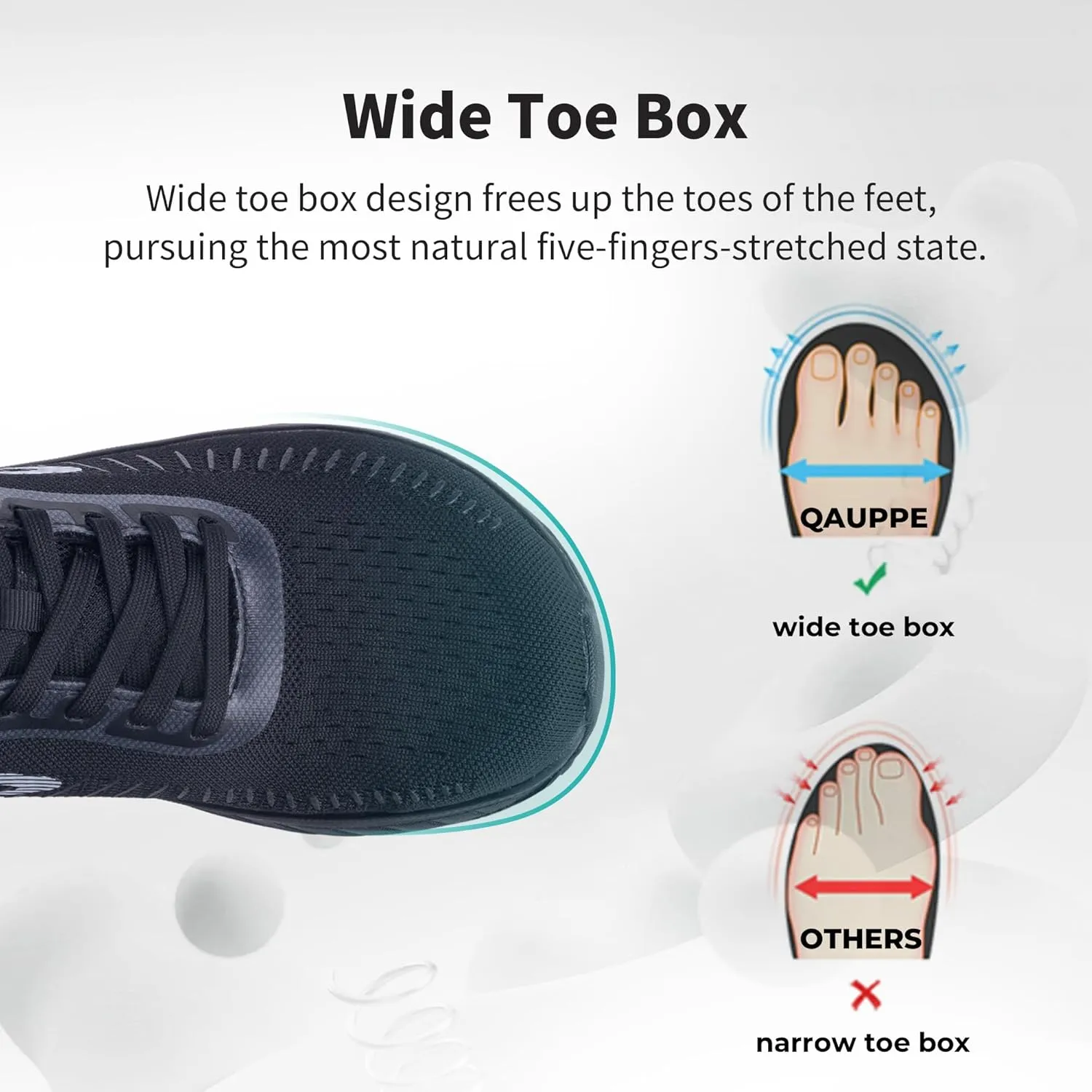 QAUPPE Wide Toe Box Shoes for Men Walking Shoes with Arch Support Plantar Fasciitis Orthotic Sneakers Air Tennis Sneakers US 8-13
