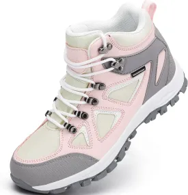 R CORD Kids Hiking Boots Waterproof Durable TPR Traction Outsole Anti-Skid Athletic Lace Up Hiking Shoes for Outdoor Adventure
