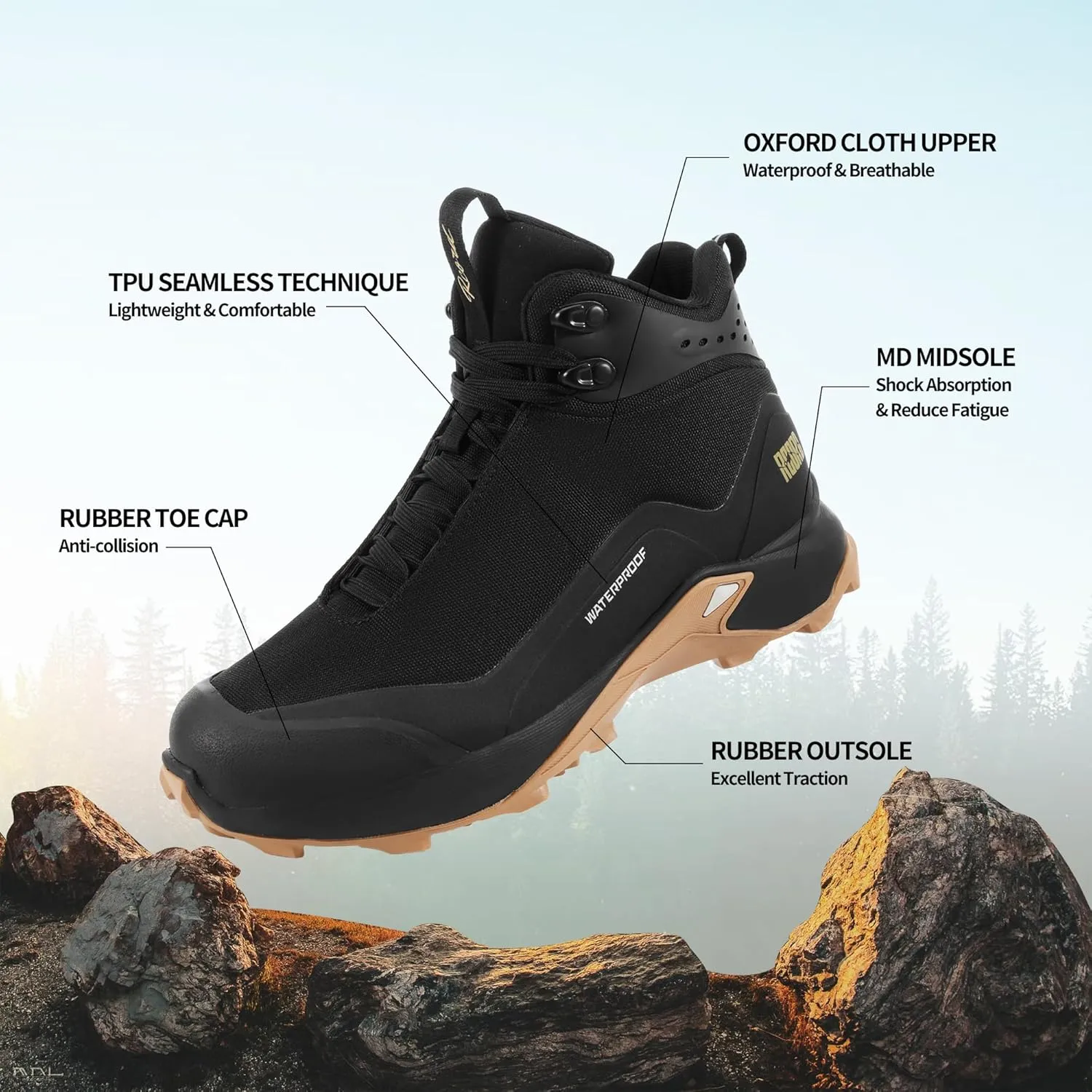 R CORD Womens Waterproof Hiking Shoes Lightweight Comfortable Hiking Boots For Women Non-slip Outdoor Walking Camping Trekking Trail Shoes For All Seasons