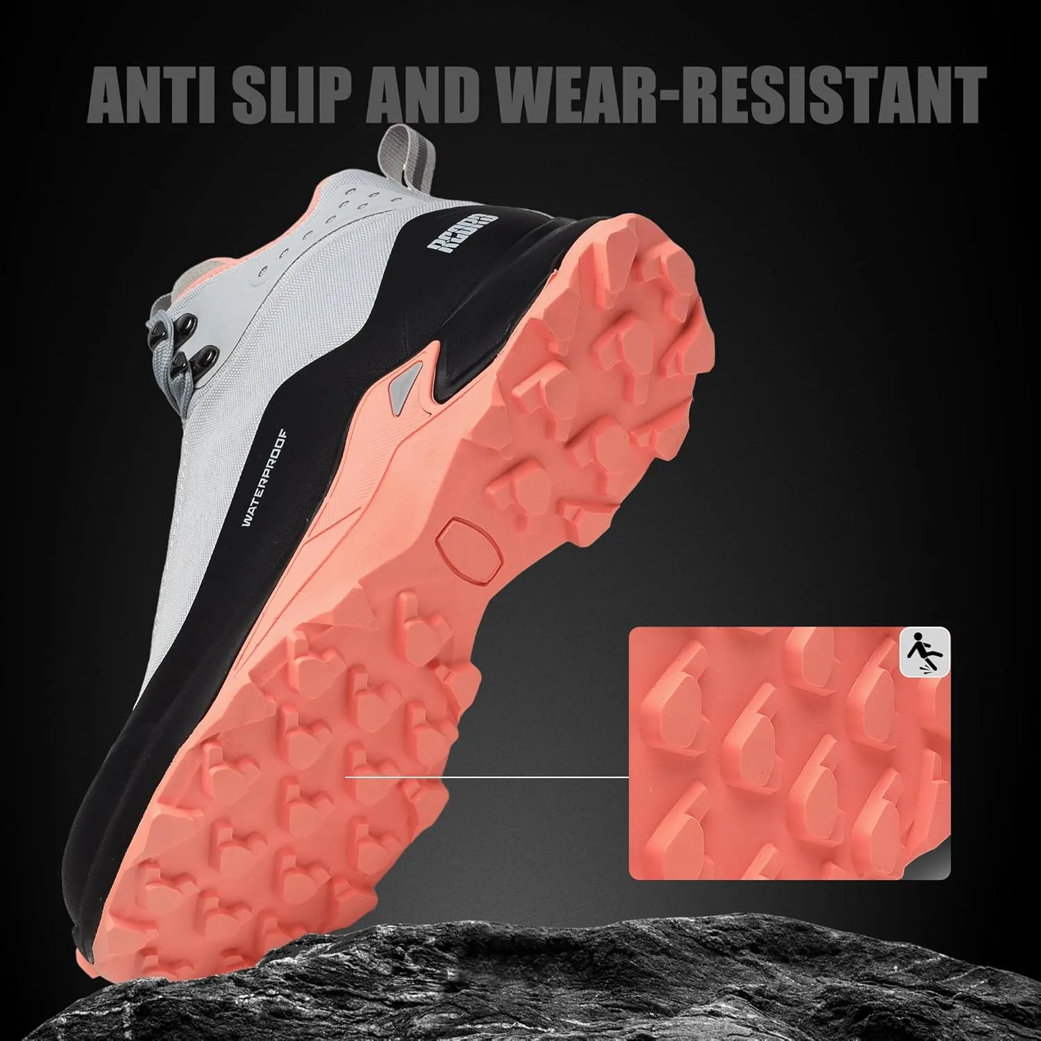 R CORD Womens Waterproof Hiking Shoes Lightweight Comfortable Hiking Boots For Women Non-slip Outdoor Walking Camping Trekking Trail Shoes For All Seasons