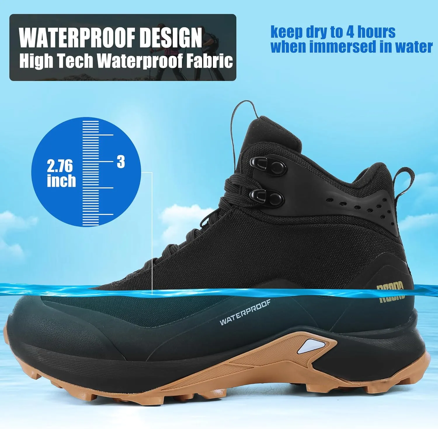 R CORD Womens Waterproof Hiking Shoes Lightweight Comfortable Hiking Boots For Women Non-slip Outdoor Walking Camping Trekking Trail Shoes For All Seasons