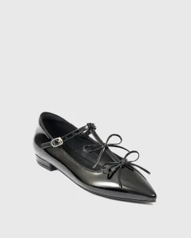 Sadia Twin Bow Mary Jane Flats In Black