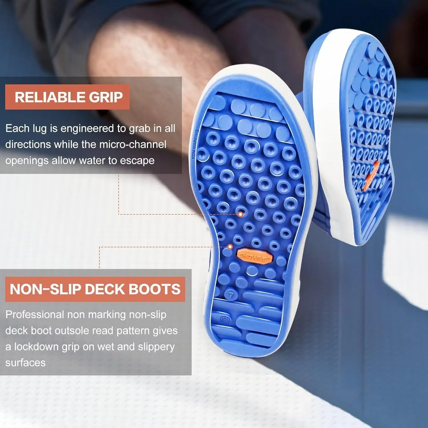 Showave Mens Deck Boots Waterproof Ankle Saltwater Rain Boot Fishing Rubber Boots Slip On Neoprene Boat Booties Work Sailing Boot For Men