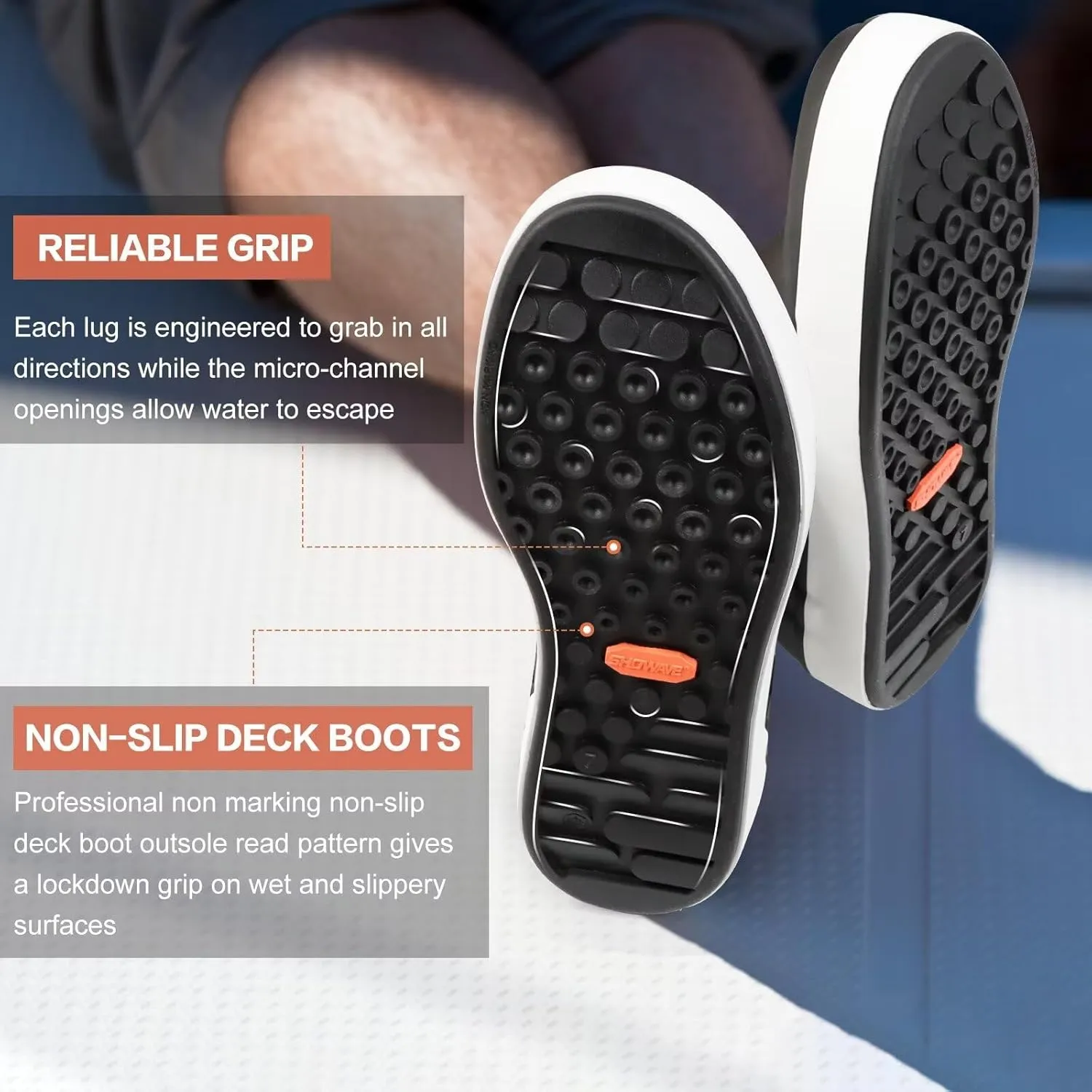 Showave Mens Deck Boots Waterproof Ankle Saltwater Rain Boot Fishing Rubber Boots Slip On Neoprene Boat Booties Work Sailing Boot For Men