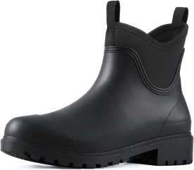Showave Women's Rain Shoes Waterproof Ankle Rain Boots Slip on Rubber Garden Booties Comfort Lined Chelsea Boot