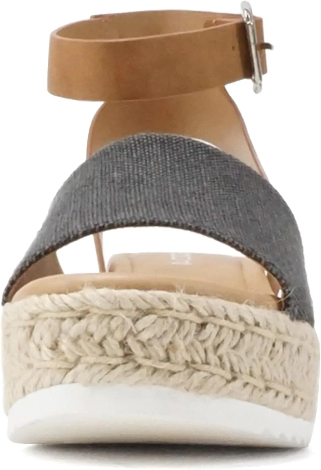 Soda Topic Open Toe Buckle Ankle Strap Espadrilles Flatform Wedge Casual Sandal