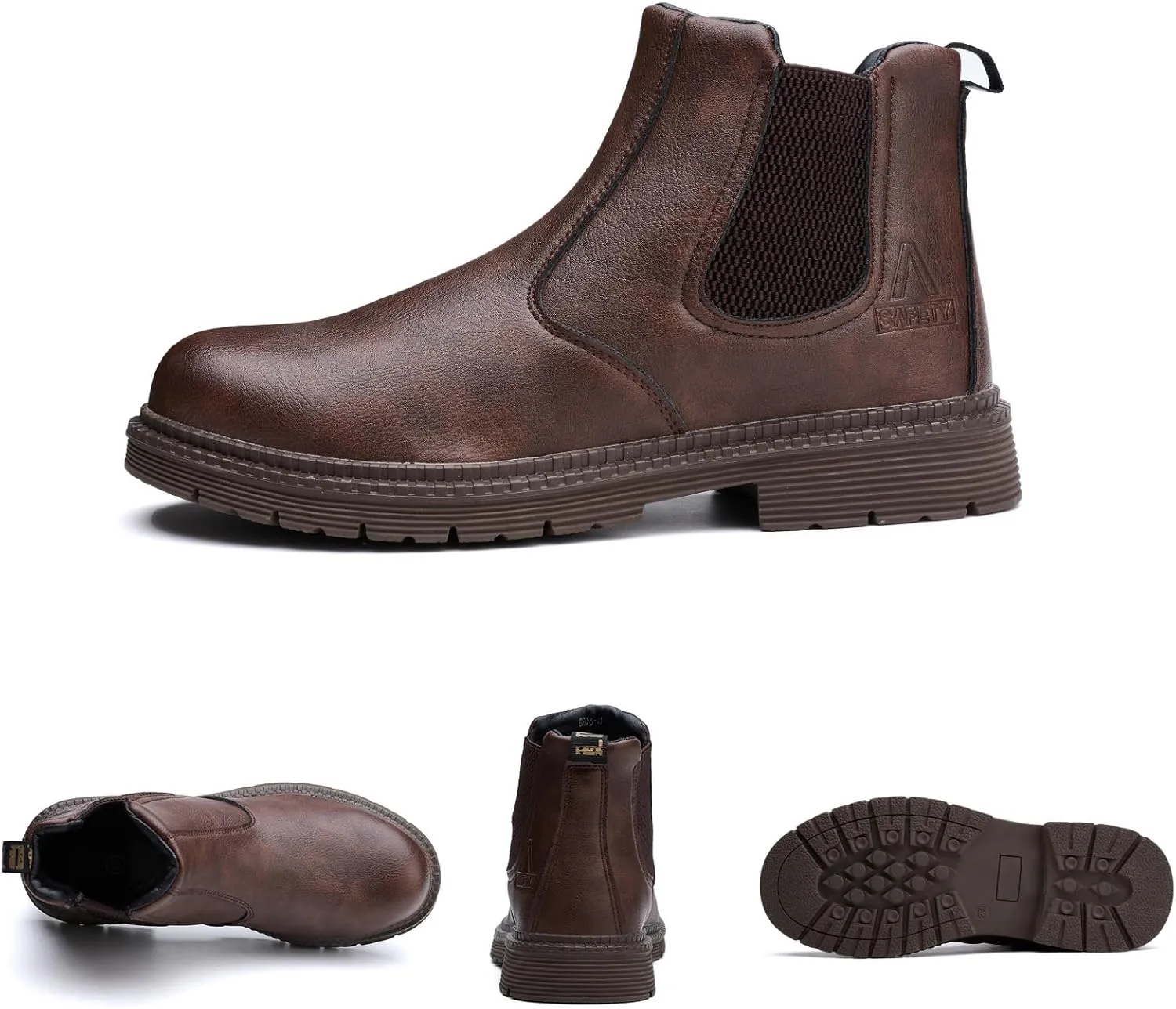 Steel Toe Work Boots for Men Women Slip-on Chelsea Boots, Men's Industrial Construction Shoes, Waterproof, Lightweight, Comfortable, Non-slip Safety Boots