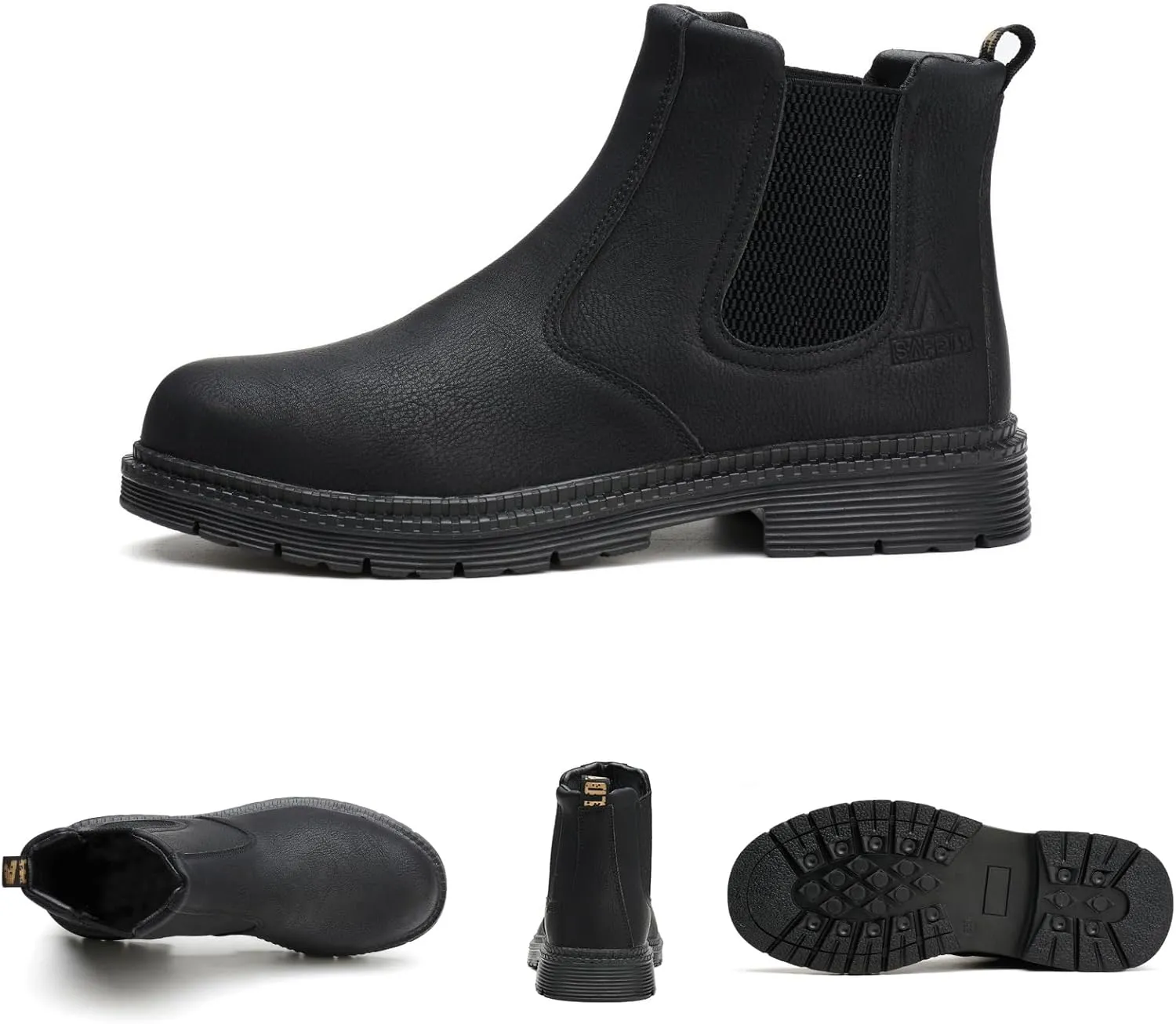 Steel Toe Work Boots for Men Women Slip-on Chelsea Boots, Men's Industrial Construction Shoes, Waterproof, Lightweight, Comfortable, Non-slip Safety Boots
