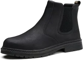 Steel Toe Work Boots for Men Women Slip-on Chelsea Boots, Men's Industrial Construction Shoes, Waterproof, Lightweight, Comfortable, Non-slip Safety Boots