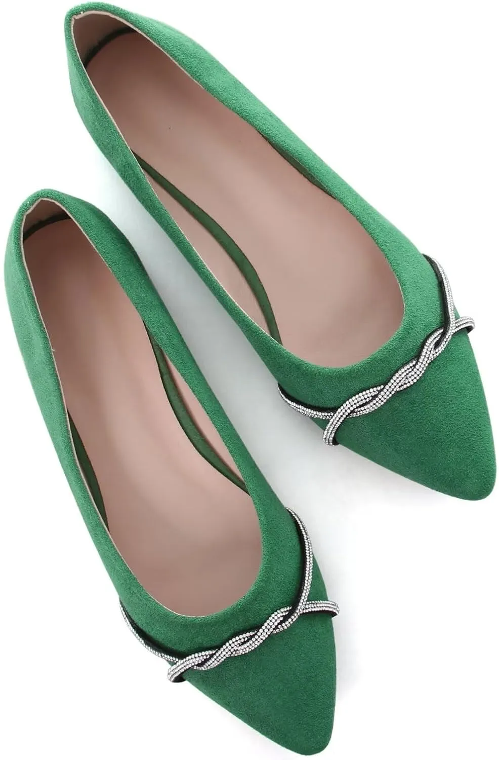 TN TANGNEST Womens Casual Flats Fashion Chain Pointed Toe Ballet Flats Rhinestone Flats Comfort Slip On Dress Shoes