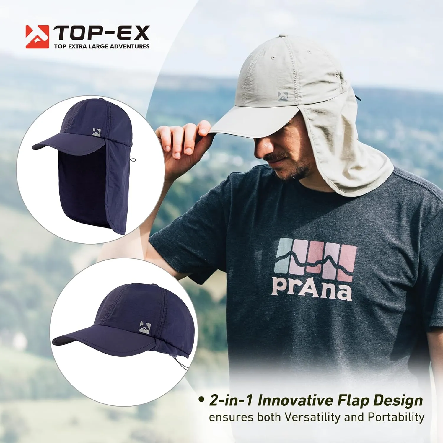 TOP-EX L/XL/XXL UV50  Waterproof Neck Flap Baseball Sun Cap