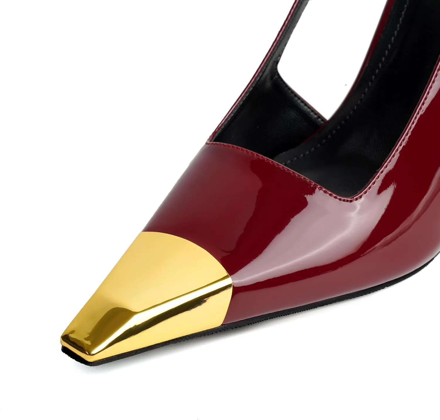 Vertundy Slingback Heels for Women Metal Pointed Toe Stiletto High Heel Pumps Slip On Shoes Geometric Heel