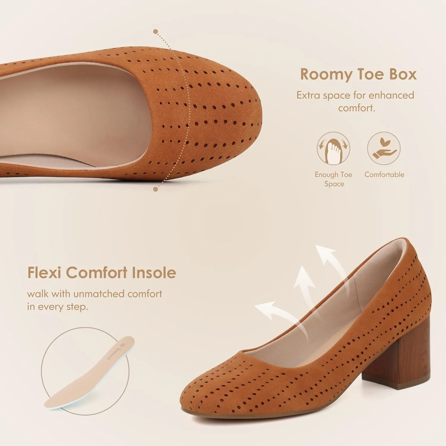 Women Low Block Chunky Heels Work Pumps Comfortable Dress Shoes