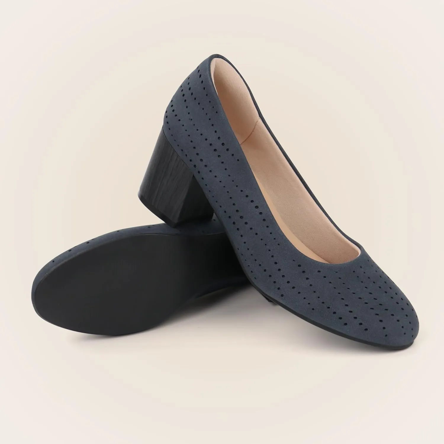 Women Low Block Chunky Heels Work Pumps Comfortable Dress Shoes