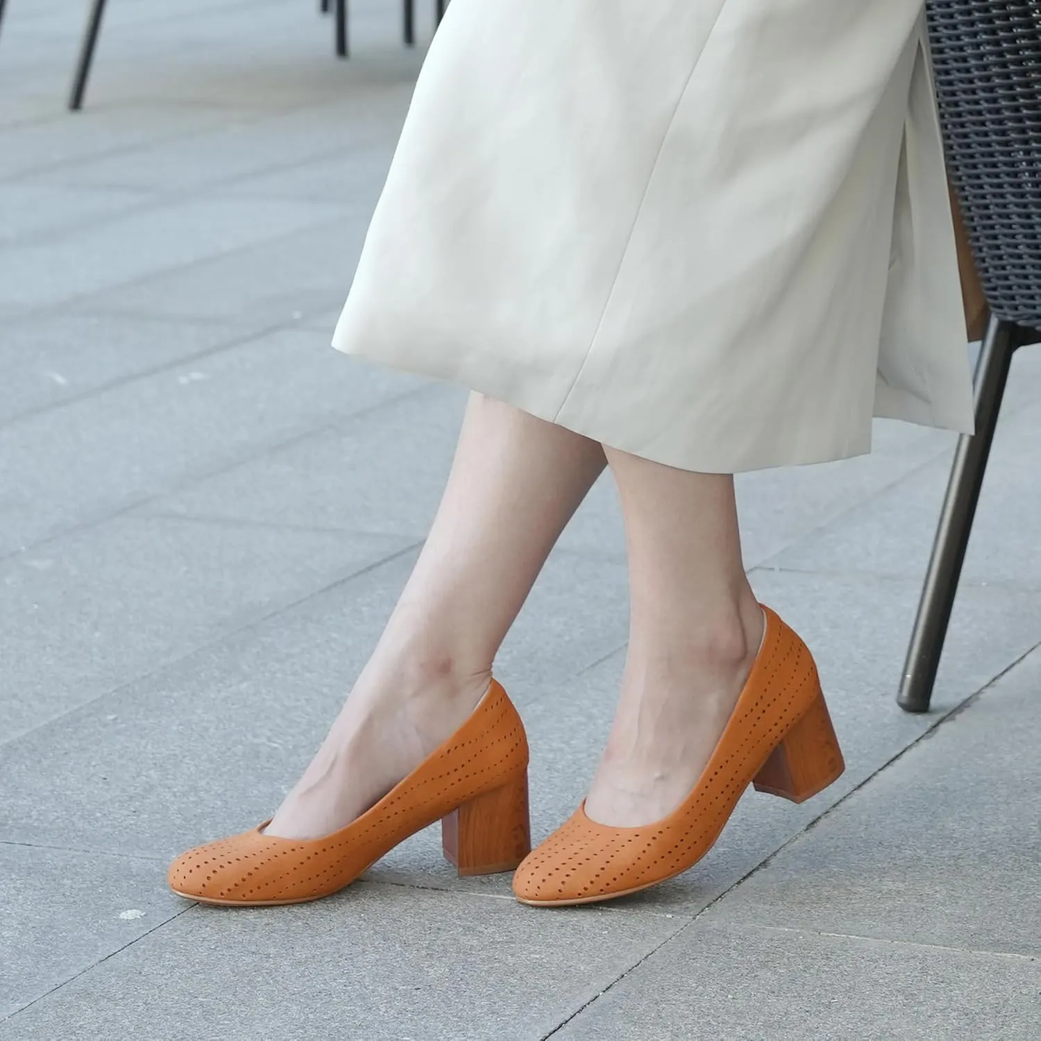 Women Low Block Chunky Heels Work Pumps Comfortable Dress Shoes