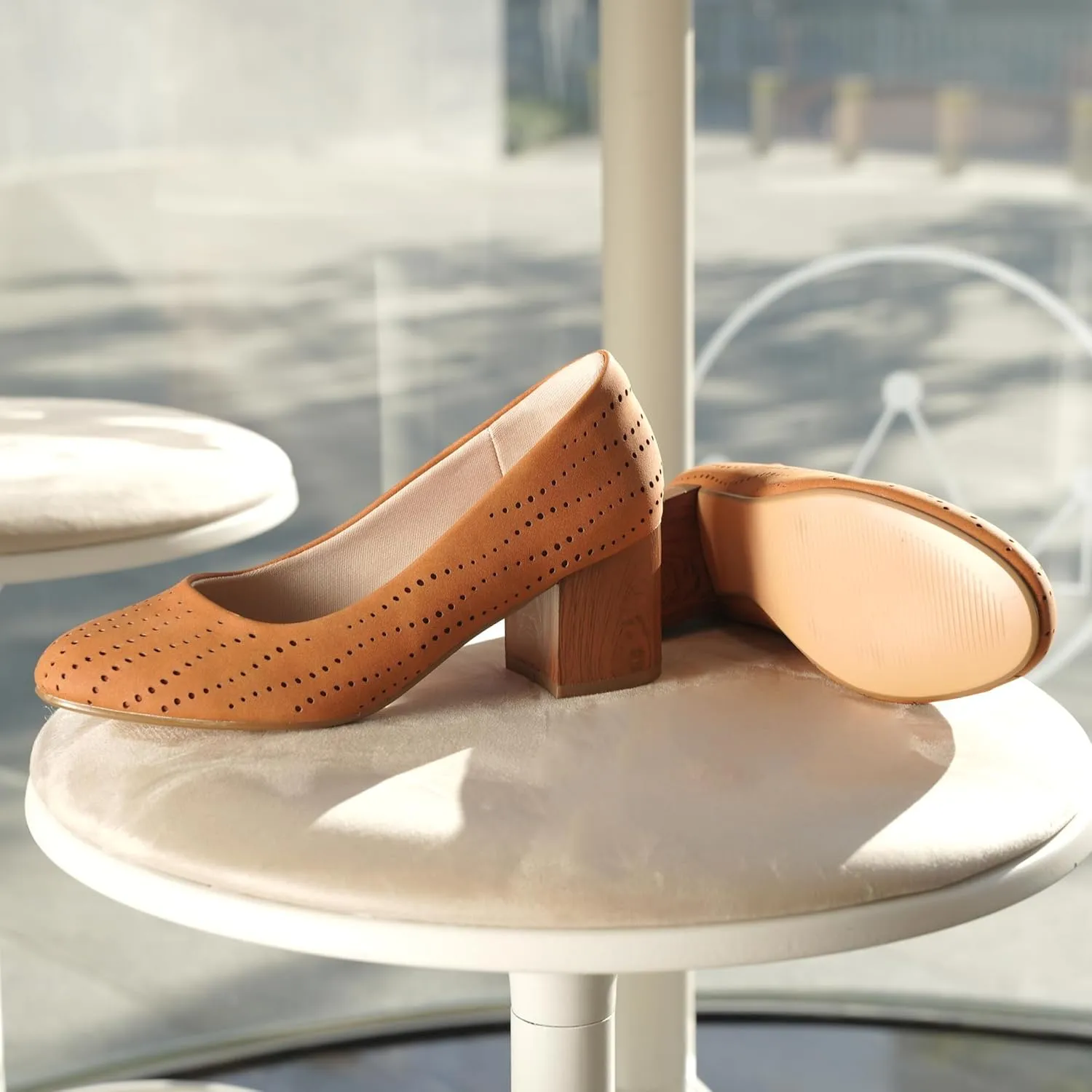 Women Low Block Chunky Heels Work Pumps Comfortable Dress Shoes