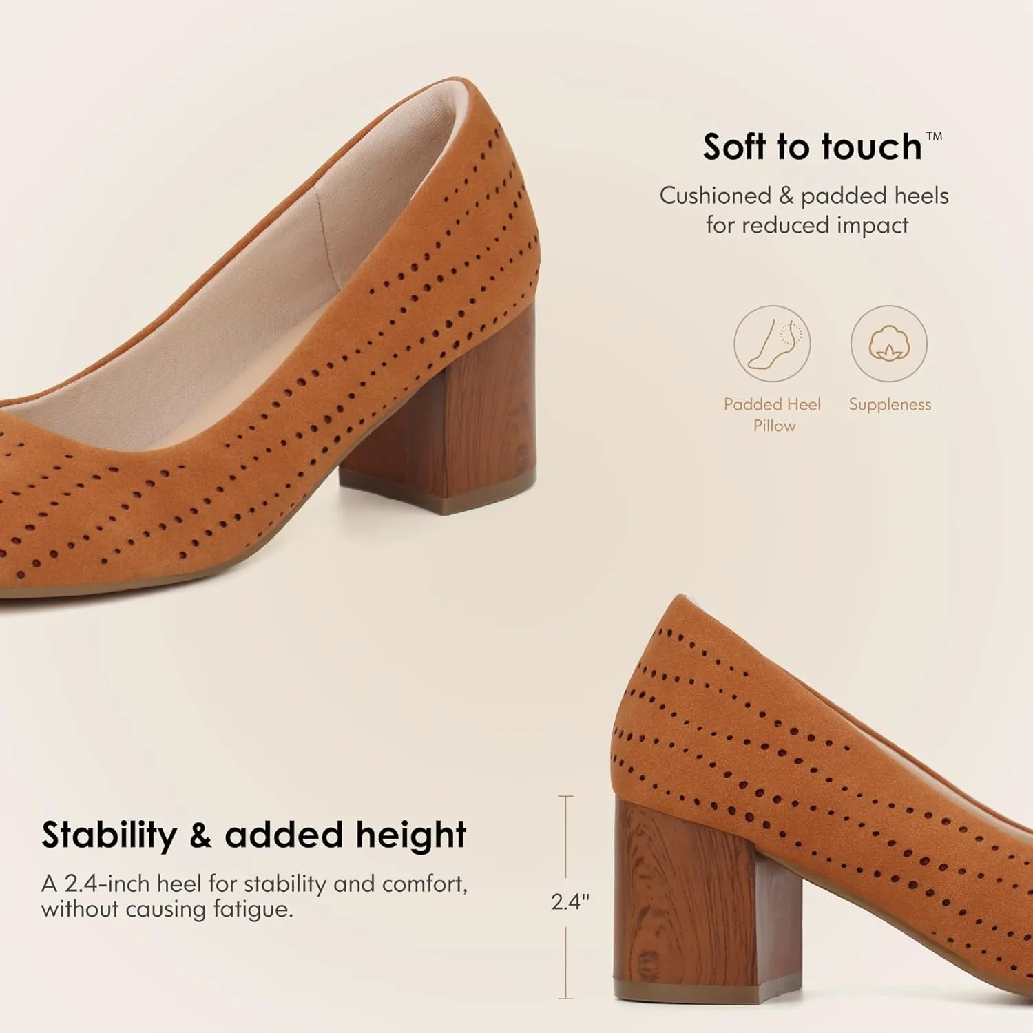 Women Low Block Chunky Heels Work Pumps Comfortable Dress Shoes