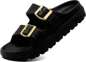 Women's Adjustable Double Strap Orthopedic Sandals - Waterproof High-Resilience EVA Platform Slides with Arch Support, Non Slip Recovery Slippers for Beach Pool Outdoor