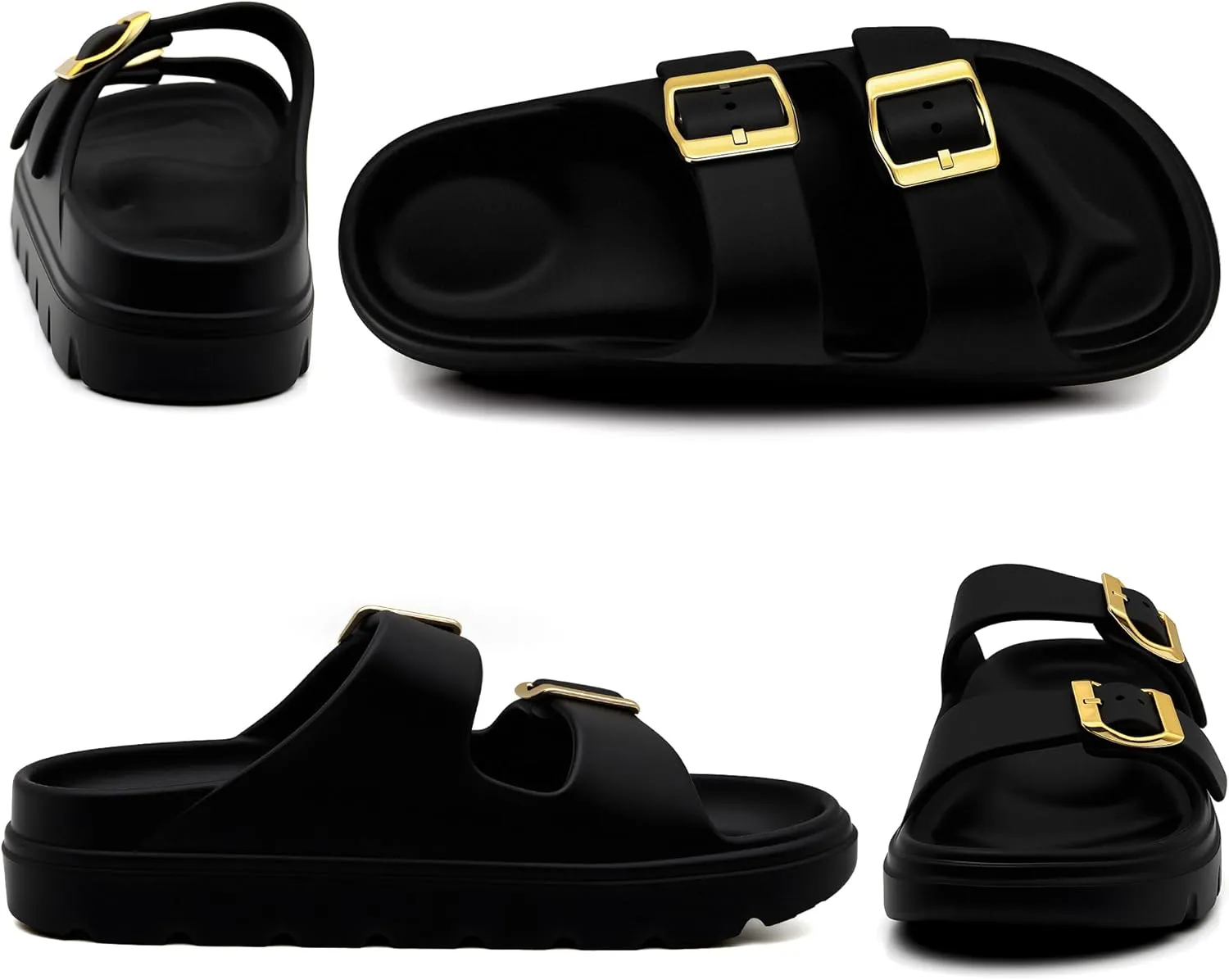 Women's Adjustable Double Strap Orthopedic Sandals - Waterproof High-Resilience EVA Platform Slides with Arch Support, Non Slip Recovery Slippers for Beach Pool Outdoor