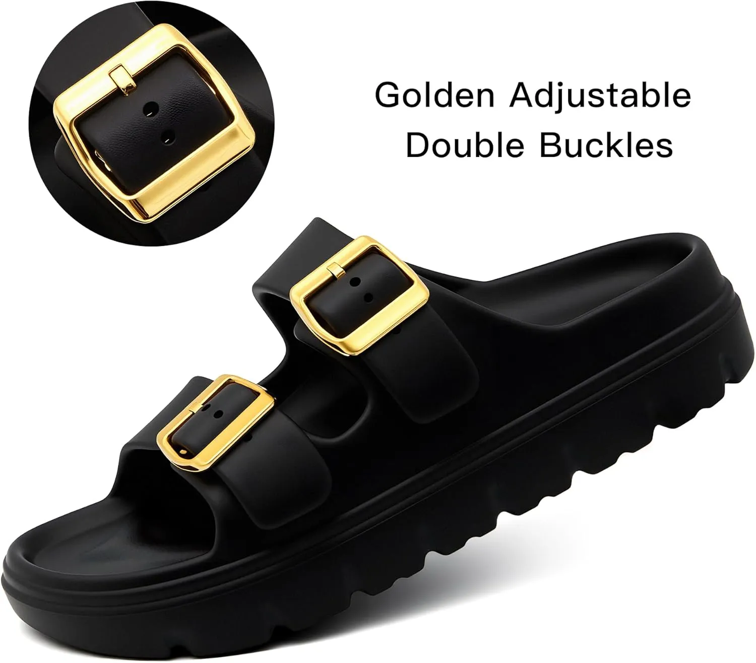 Women's Adjustable Double Strap Orthopedic Sandals - Waterproof High-Resilience EVA Platform Slides with Arch Support, Non Slip Recovery Slippers for Beach Pool Outdoor