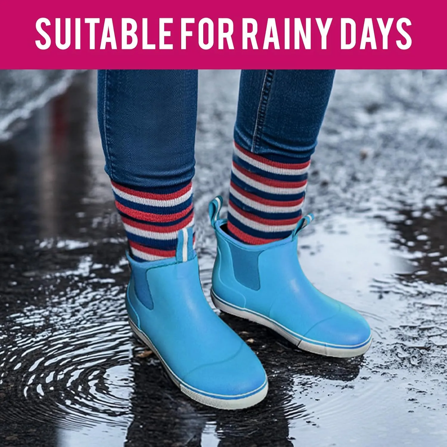 Women's Deck Boots Ankle Rain Boots Fishing Boots Rubber Waterproof Slip-Resistant Outdoor Work Shoes