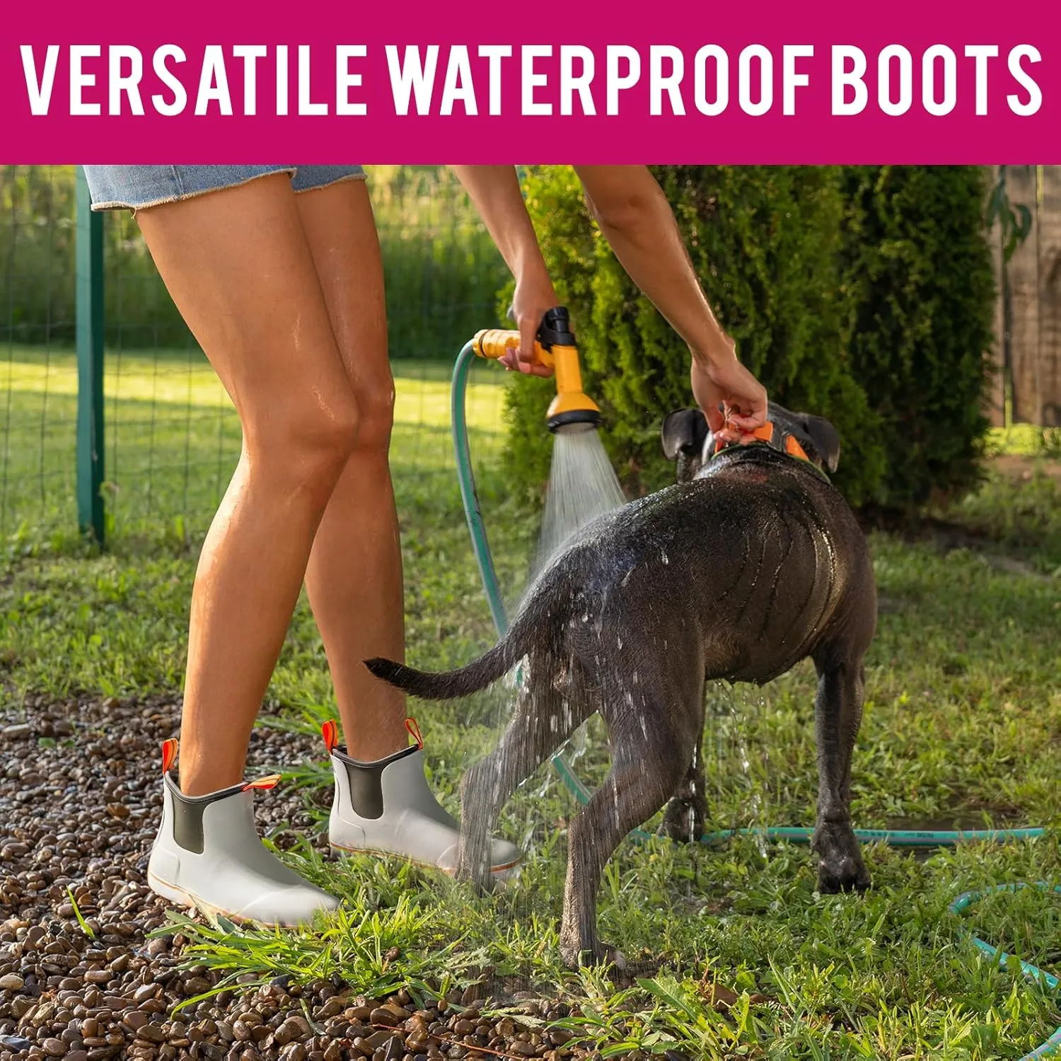 Women's Deck Boots Ankle Rain Boots Fishing Boots Rubber Waterproof Slip-Resistant Outdoor Work Shoes
