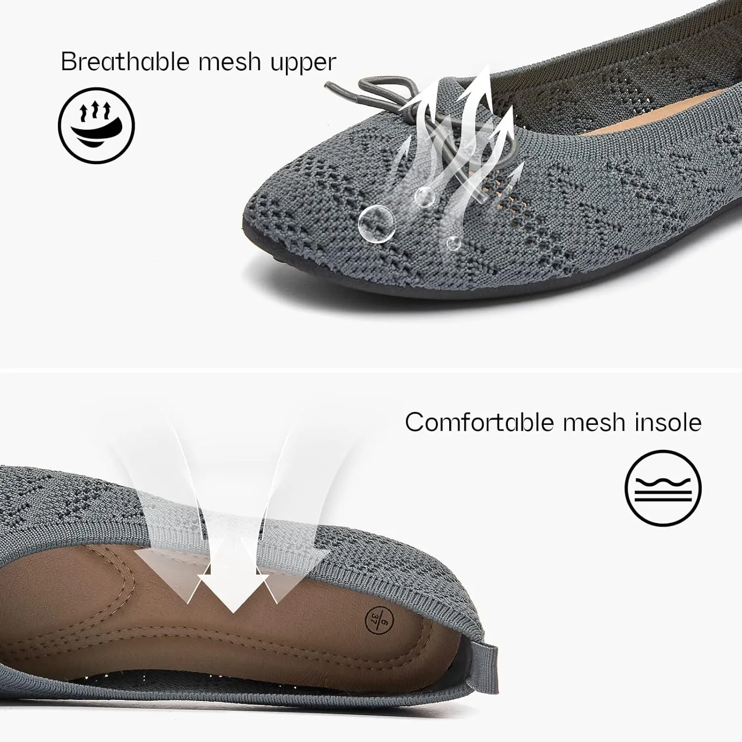 Women's Flats Shoes Dress Shoes Round Toe Ballet Flats Comfortable Crochet Lace Black Flats Low Heel