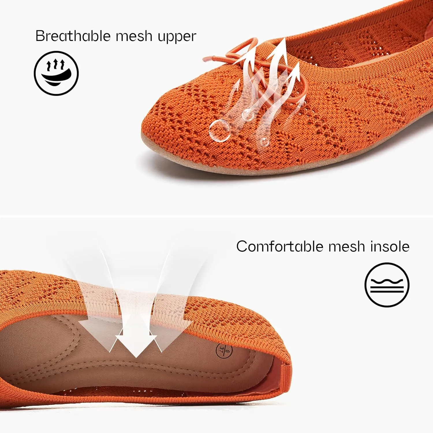 Women's Flats Shoes Dress Shoes Round Toe Ballet Flats Comfortable Crochet Lace Black Flats Low Heel