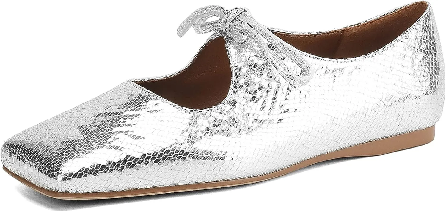 Women's Flats Soft Faux Leather Mary Jane Flats Comfortable Ballet Flats Business Casual Work Square Toe Slip On Dress Mary Jane Shoes
