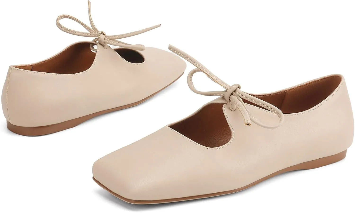 Women's Flats Soft Faux Leather Mary Jane Flats Comfortable Ballet Flats Business Casual Work Square Toe Slip On Dress Mary Jane Shoes