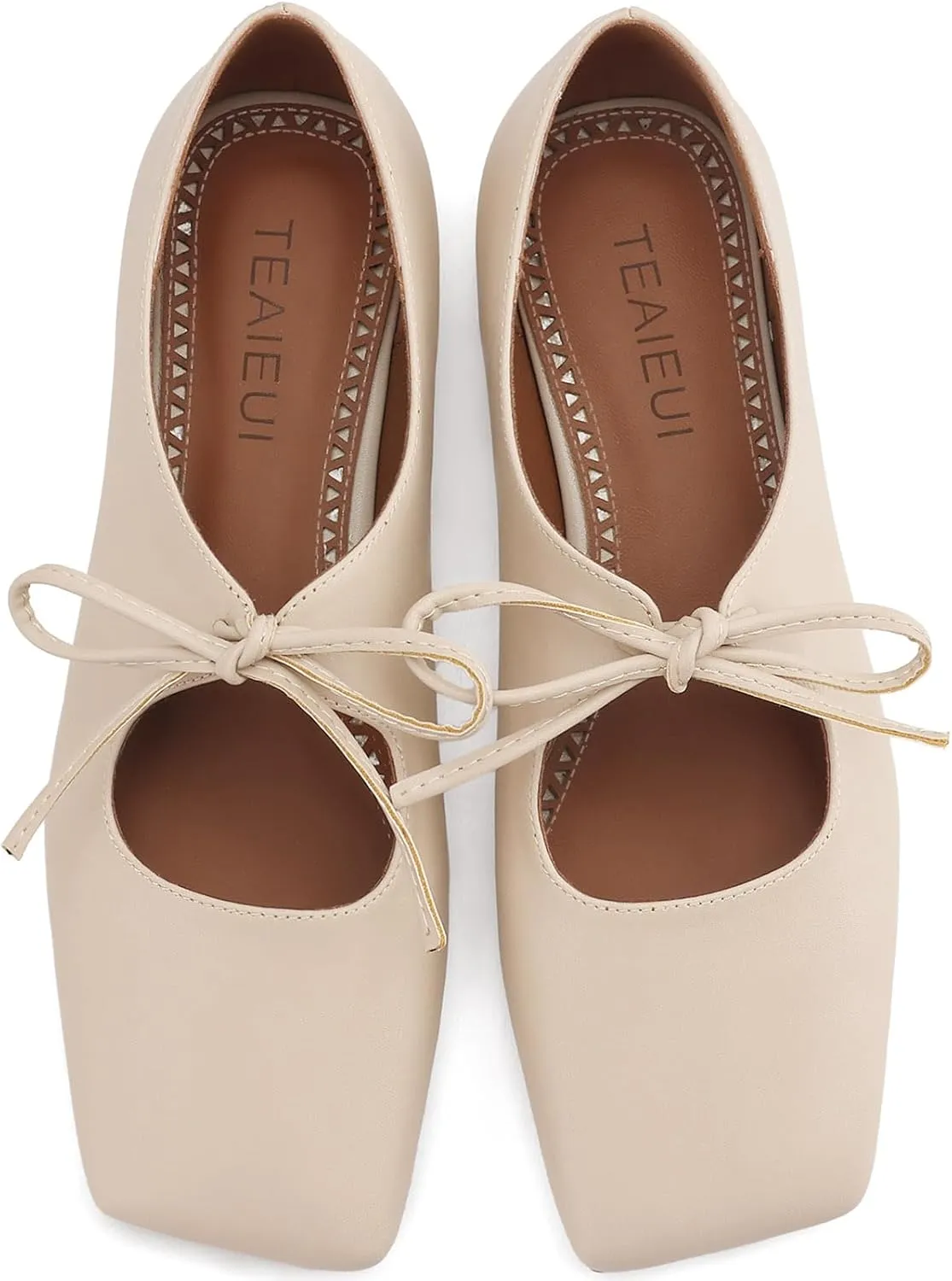 Women's Flats Soft Faux Leather Mary Jane Flats Comfortable Ballet Flats Business Casual Work Square Toe Slip On Dress Mary Jane Shoes