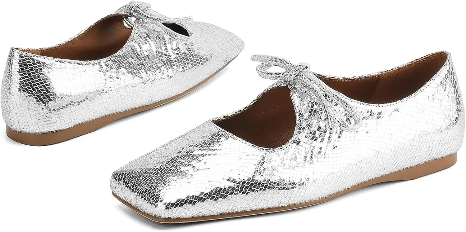 Women's Flats Soft Faux Leather Mary Jane Flats Comfortable Ballet Flats Business Casual Work Square Toe Slip On Dress Mary Jane Shoes