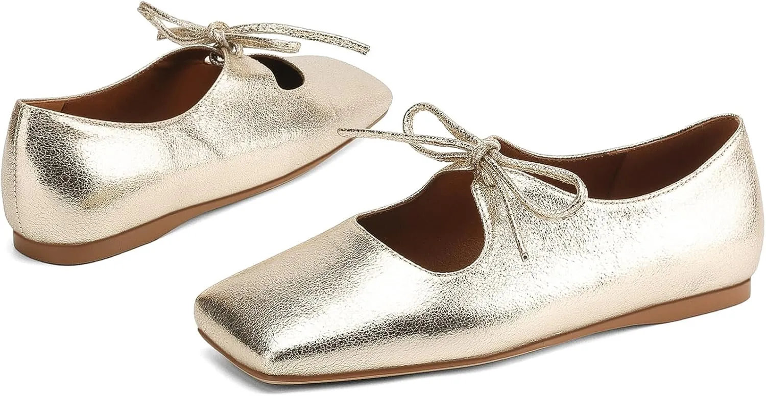 Women's Flats Soft Faux Leather Mary Jane Flats Comfortable Ballet Flats Business Casual Work Square Toe Slip On Dress Mary Jane Shoes