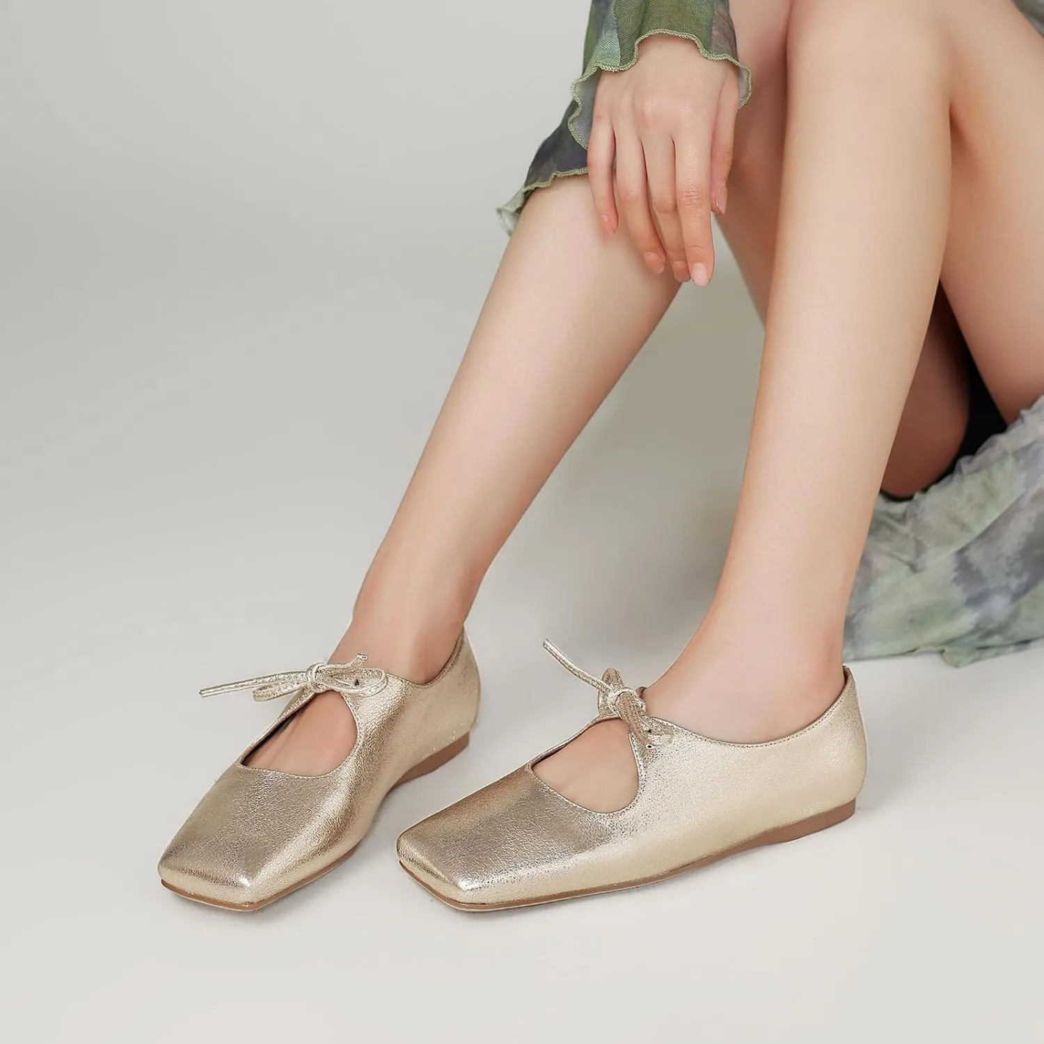 Women's Flats Soft Faux Leather Mary Jane Flats Comfortable Ballet Flats Business Casual Work Square Toe Slip On Dress Mary Jane Shoes