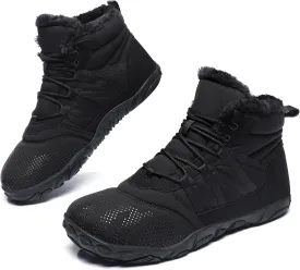 Womens Mens Barefoot Boots Shoes Minimalist Winter Snow Boots Warm Ankle Booties Zero Drop Sole Wide Toe Box Slip on Sneakers