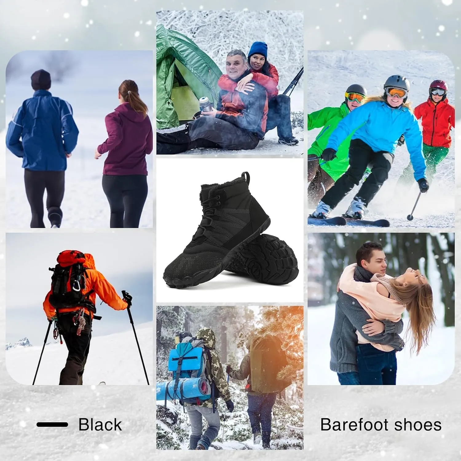 Womens Mens Barefoot Boots Shoes Minimalist Winter Snow Boots Warm Ankle Booties Zero Drop Sole Wide Toe Box Slip on Sneakers