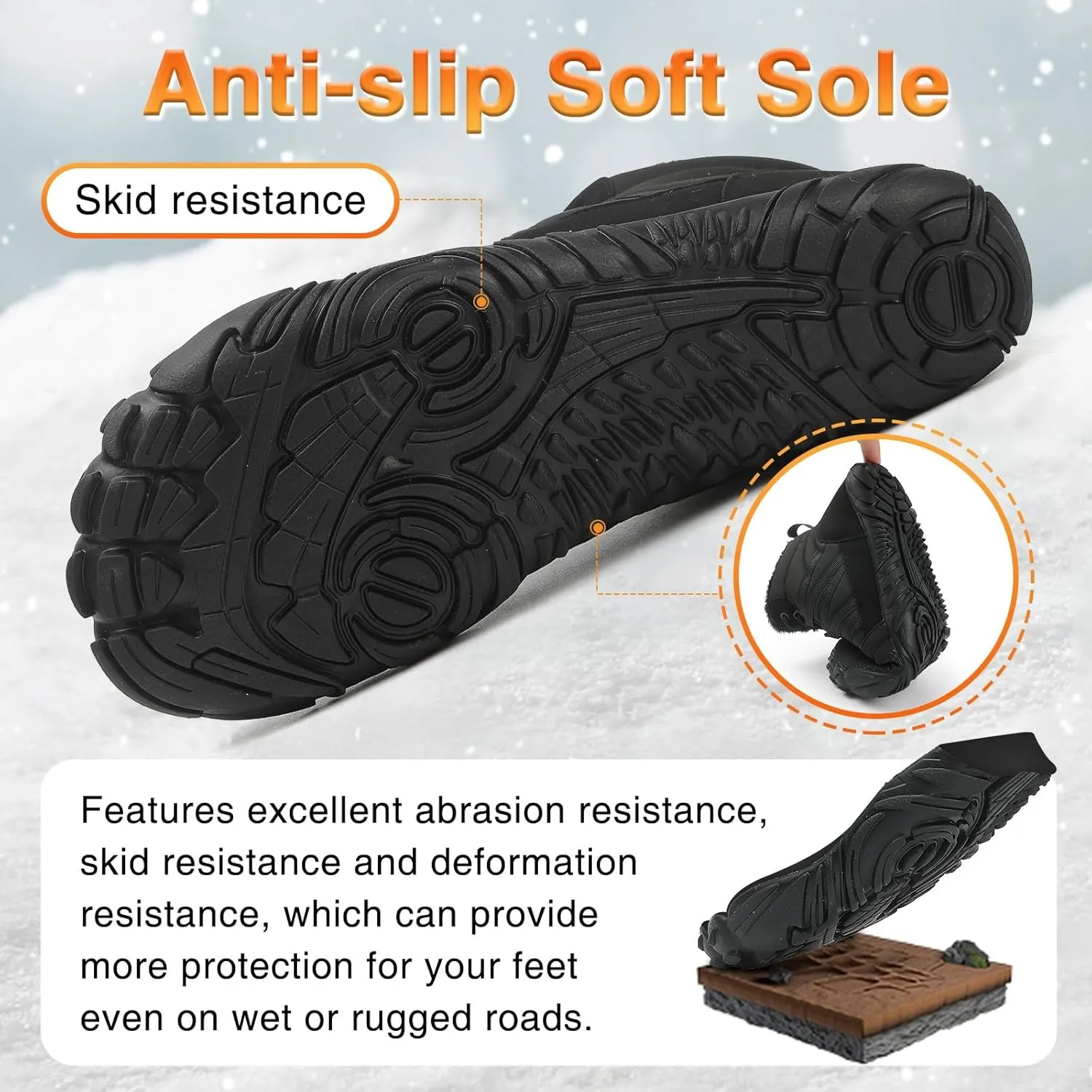 Womens Mens Barefoot Boots Shoes Minimalist Winter Snow Boots Warm Ankle Booties Zero Drop Sole Wide Toe Box Slip on Sneakers