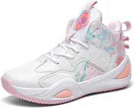 Womens Multicolor Breathable Mesh Lace Up Basketball Shoes Fashion High Top Non-Slip Running Sneakers Casual Athletic Tennis Walking Shoes