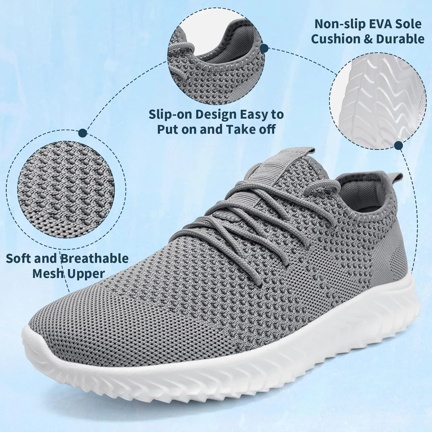 Womens Tennis Shoes Running Shoes - Gym Sneakers Shoes Walking Workout Shoes Non Slip Walking Athletic Slip On Lightweight Breathable Shoes