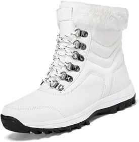 Women'S Waterproof Lace-Up Platform Snow Boots Comfort Warm Fur Lined Lightweight Non-Slip Winter Boots For Travel Work