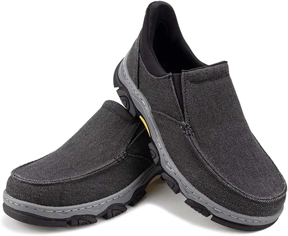 YONGJIA Mens Hands Free Slip in Loafers Walking Slip on Canvas Casual Comfortable Breathable Shoes