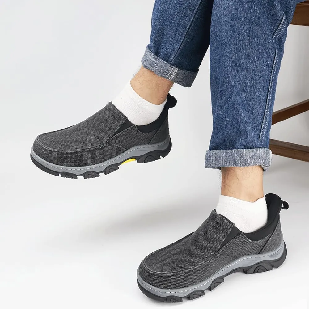 YONGJIA Mens Hands Free Slip in Loafers Walking Slip on Canvas Casual Comfortable Breathable Shoes