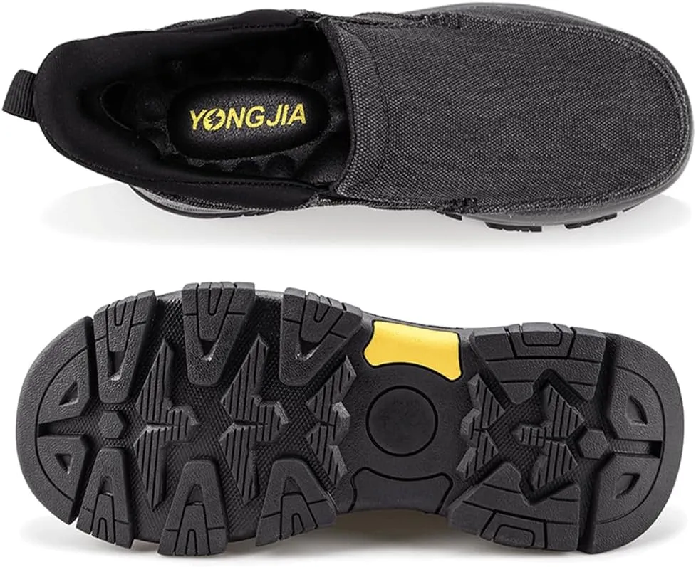 YONGJIA Mens Hands Free Slip in Loafers Walking Slip on Canvas Casual Comfortable Breathable Shoes