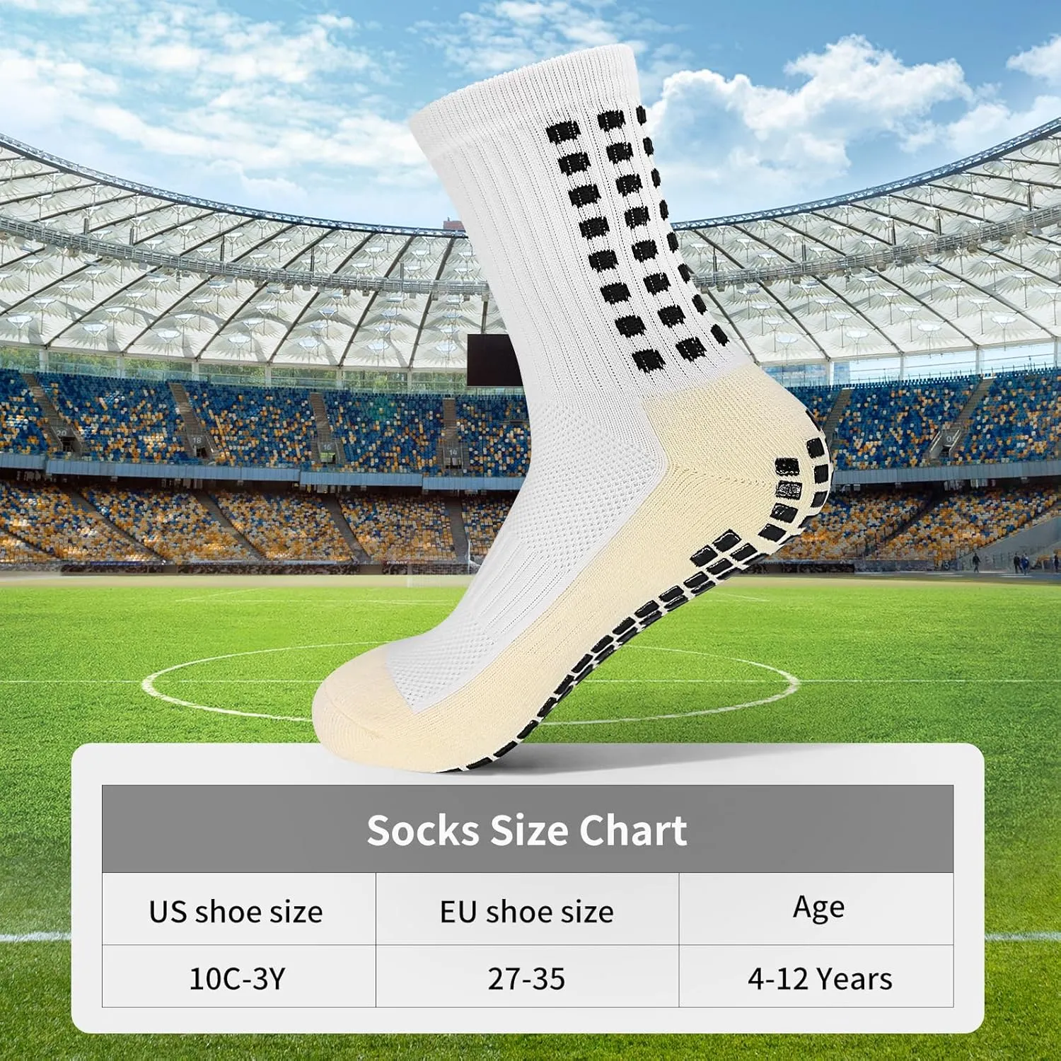 Yufree 4 Pairs Youth Grip Soccer Socks Grip Socks Kids Boys Girls Athletic Sport for Baseball Football Basketball