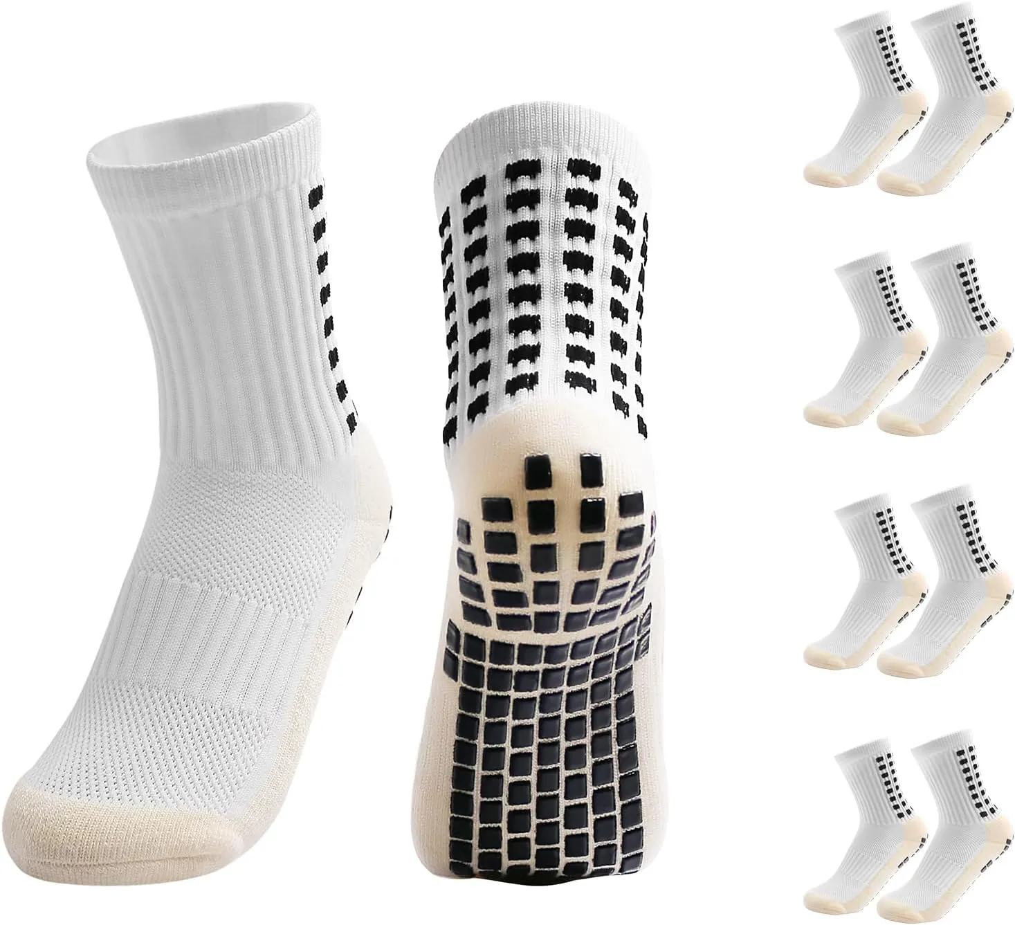 Yufree 4 Pairs Youth Grip Soccer Socks Grip Socks Kids Boys Girls Athletic Sport for Baseball Football Basketball