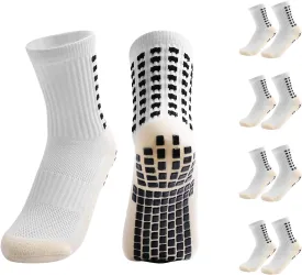 Yufree 4 Pairs Youth Grip Soccer Socks Grip Socks Kids Boys Girls Athletic Sport for Baseball Football Basketball