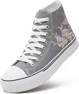 ZGR Womens High Top Canvas Sneakers,Lace-up Canvas Shoes,Casual Tennis Walking Shoes